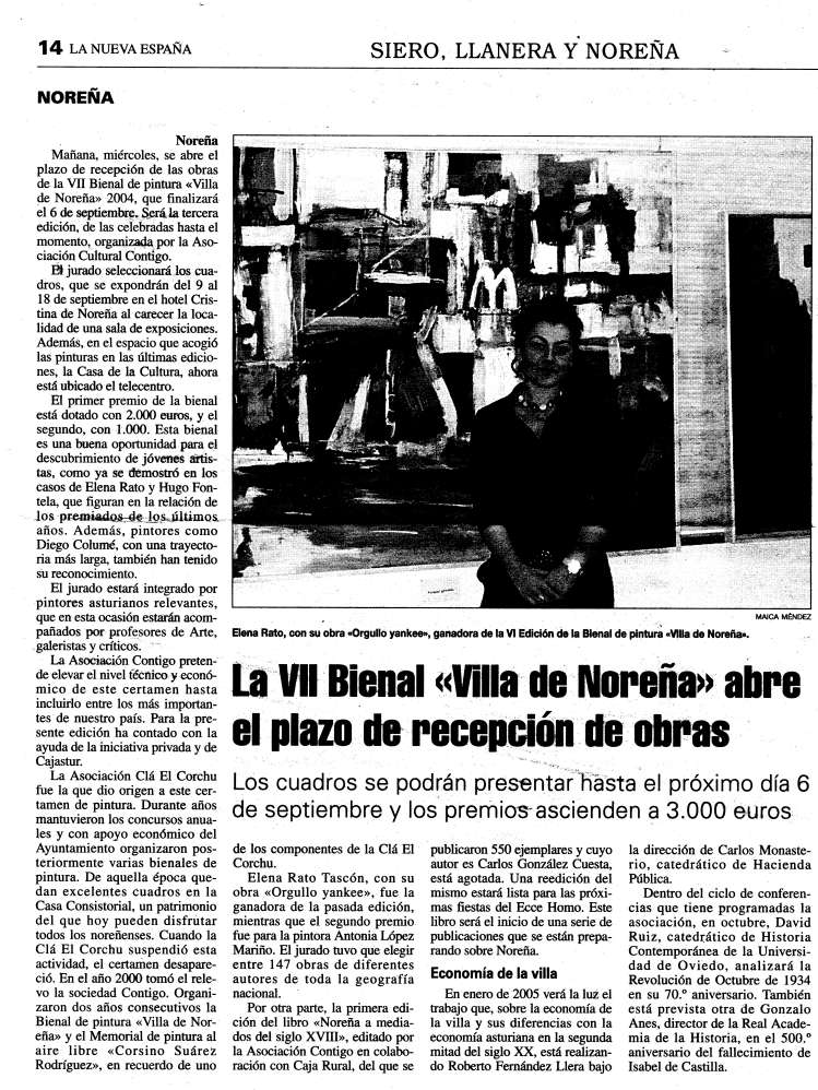 Prensa. La VII Bienal Villa de Norea abre el plazo de recepcin de obras.