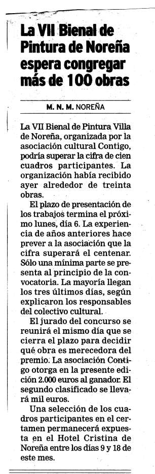 Prensa. La VII Bienal de Pintura de Norea espera congregar ms de 100 obras.