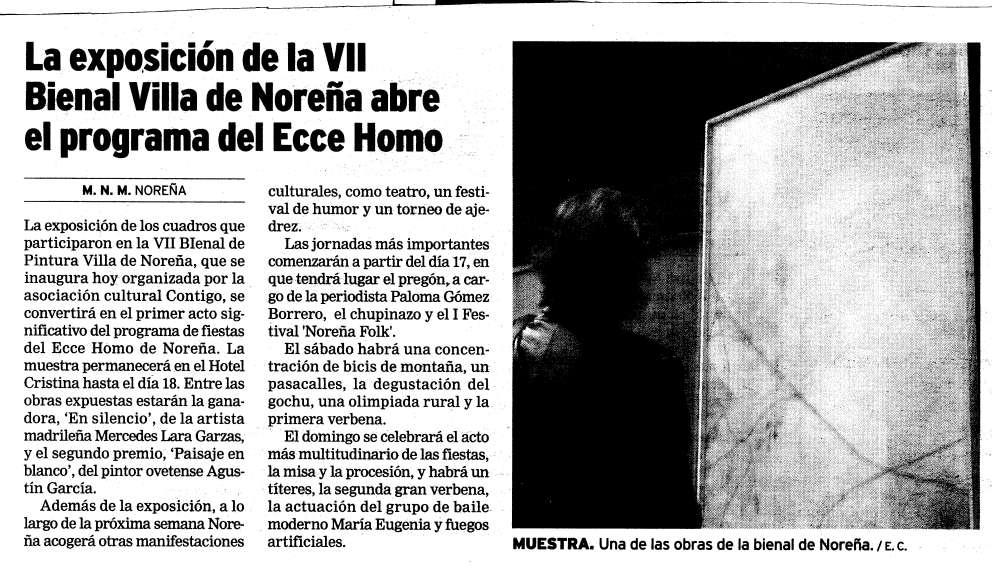 Prensa. La exposicin de la VII Bienal Villa de Norea abre el programa del Ecce Homo.
